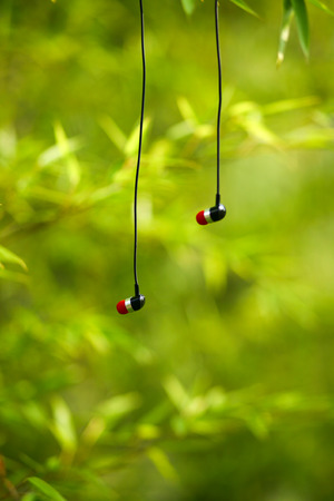 Relaxed and natural headphonesの写真素材