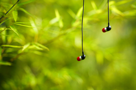 Relaxed and natural headphonesの写真素材