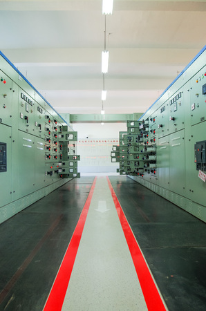 Electric voltage control room of a plantのeditorial素材