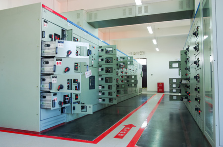 Electric voltage control room of a plantのeditorial素材