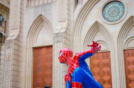 spiderman sculpture on streetのeditorial素材