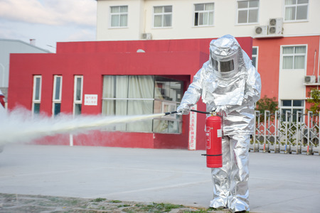 Someone in a fireproof suitの写真素材