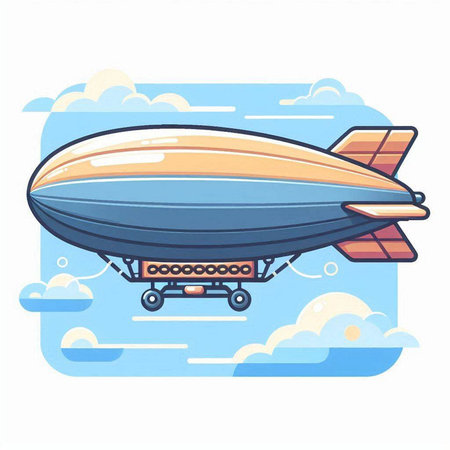 Airship in the sky. Cartoon style. Vector illustration for your designのイラスト素材