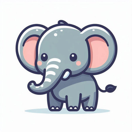 Cute cartoon elephant isolated on a white background. Vector illustration.のイラスト素材