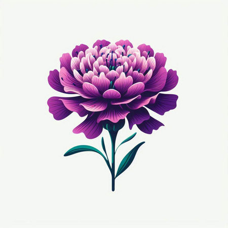 Purple peony flower isolated on white background. Vector illustration.のイラスト素材