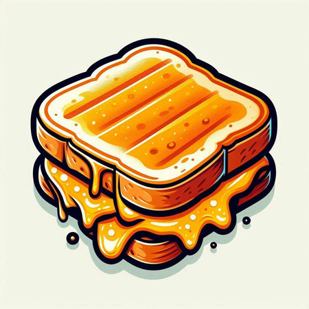 Illustration of a sandwich with butter and honey. Vector illustration.のイラスト素材