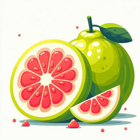 Illustration of fresh guava on white background. Vector illustration.のイラスト素材