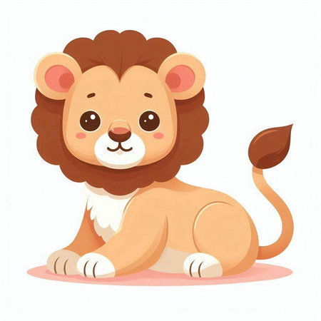 Cute cartoon lion. Vector illustration isolated on a white background.のイラスト素材