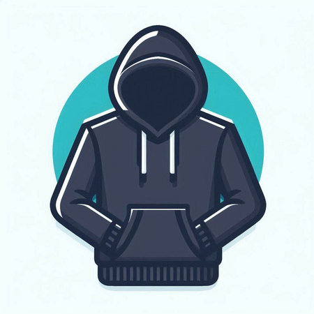 Hooded sweatshirt with hood isolated on blue background. Vector illustration.のイラスト素材