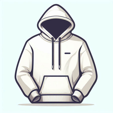 White hooded sweatshirt on a light background. Vector illustration.のイラスト素材