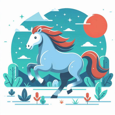 Horse vector illustration on white background. Cute cartoon horse.のイラスト素材