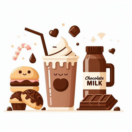 Coffee mocha, chocolate and sweets. Vector illustration.のイラスト素材
