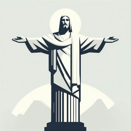 Christ the Redeemer. Jesus Christ on a cross. Vector illustrationのイラスト素材