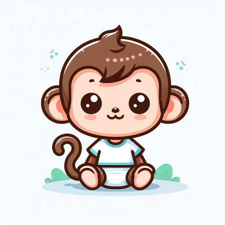 Cute little monkey. Vector illustration. Cute cartoon monkey.のイラスト素材