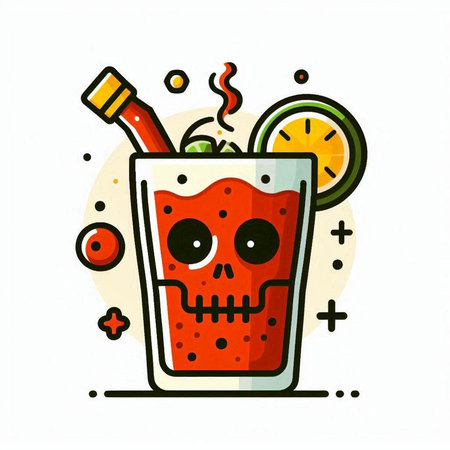 Bloody mary cocktail icon. Hand drawn vector illustration in cartoon style.のイラスト素材