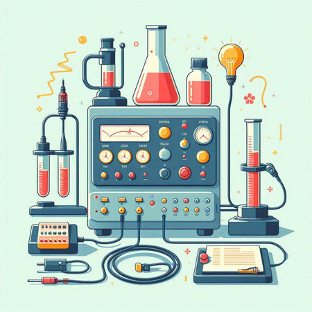 Laboratory equipment. Colorful vector illustration in flat cartoon style.のイラスト素材