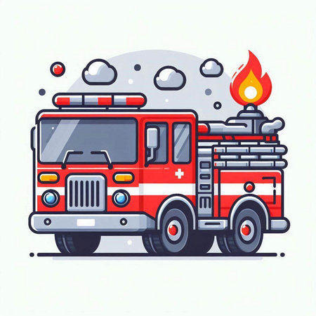 Fire truck. Vector illustration of a fire truck on a white background.のイラスト素材