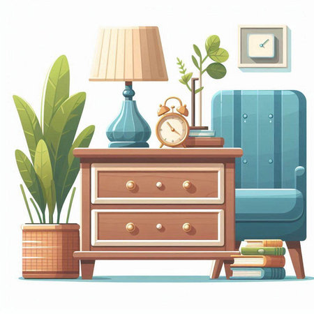 Furniture in cartoon style. Furniture for living room. Vector illustration.のイラスト素材