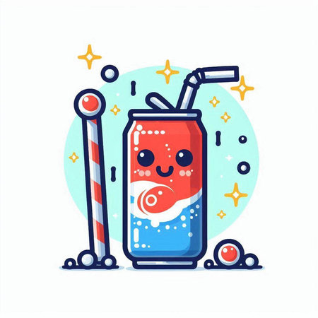 Cute soda drink character. Vector illustration in flat cartoon style.のイラスト素材