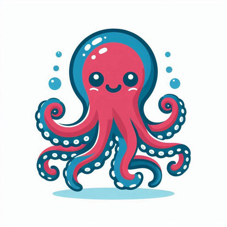 Cute cartoon octopus isolated on white background. Vector illustration.のイラスト素材