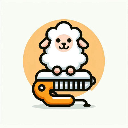 Cute sheep playing a saxophone. Vector illustration in cartoon style.のイラスト素材
