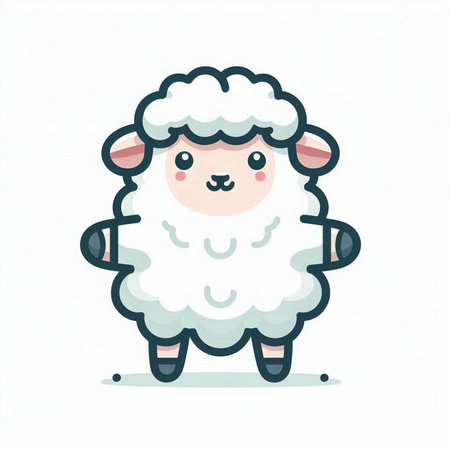 Cute sheep cartoon character. Vector illustration in a flat style.のイラスト素材