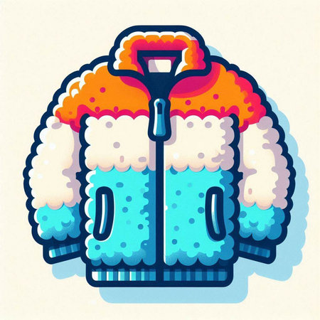 Winter coat. Vector illustration of a winter jacket with a hood.のイラスト素材