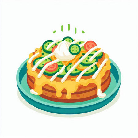 Illustration of a slice of cake with ketchup and mayonnaiseのイラスト素材