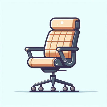 Office chair vector illustration in flat cartoon style. Isolated on blue background.のイラスト素材
