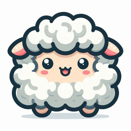 Cute sheep cartoon character. Vector illustration isolated on white background.のイラスト素材