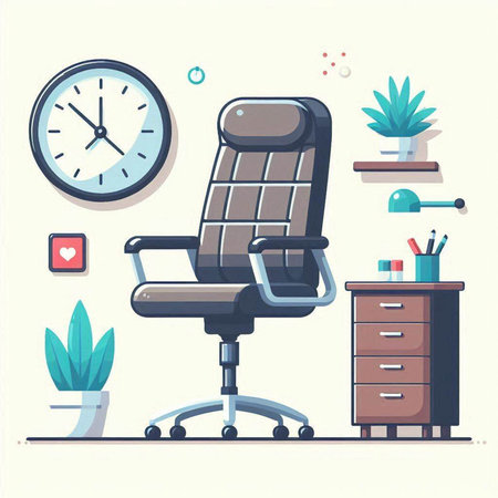 Office chair. Workplace with furniture. Vector illustration in flat styleのイラスト素材