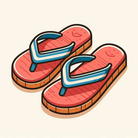 Beach slippers isolated on a white background. Vector illustration.のイラスト素材