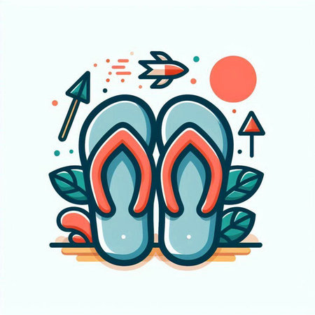 Flip flops flat line icon. Vector illustration for web and mobile appのイラスト素材
