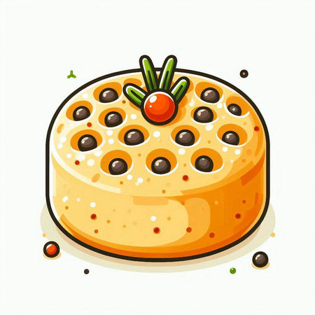 Illustration of a round cake with berries on a white background.のイラスト素材