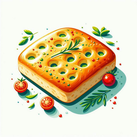 Illustration of a piece of cheese with rosemary and cherry tomatoesのイラスト素材