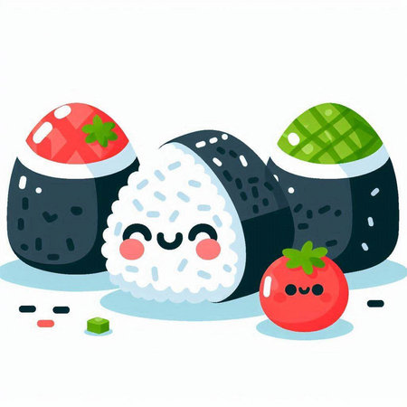 Illustration of a cute kawaii sushi roll. Vector illustrationのイラスト素材