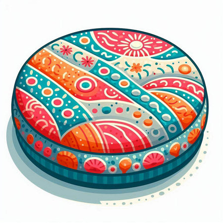 Illustration of a round cake with a pattern on a white backgroundのイラスト素材