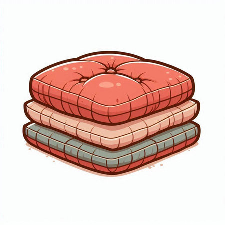 Illustration of a set of pillows on a white background.のイラスト素材