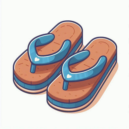 Flip flops isolated on white background. Vector illustration in cartoon style.のイラスト素材