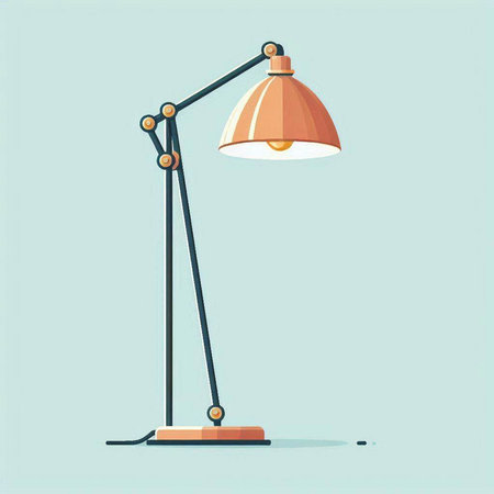 Illustration of a desk lamp on a blue background, vector illustrationのイラスト素材
