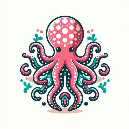 Octopus. Hand drawn vector illustration. Isolated on white background.のイラスト素材