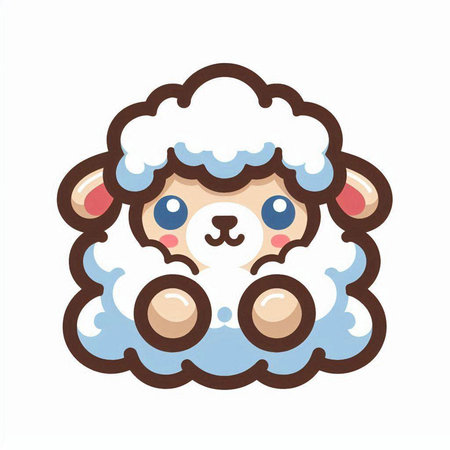 Cute sheep in the clouds. Vector illustration isolated on white background.のイラスト素材