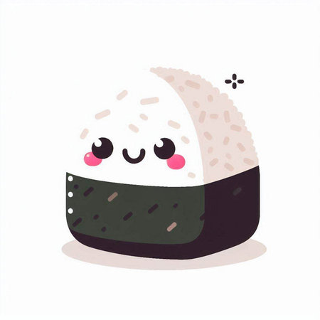Cute Kawaii sushi roll. Japanese food. Vector illustration.のイラスト素材