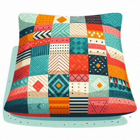 Illustration of a colorful pillow on a white background. Vector illustration.のイラスト素材