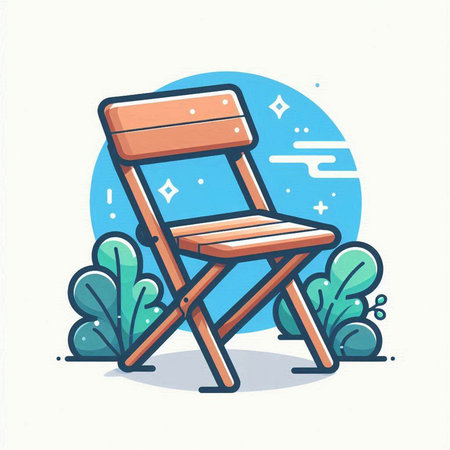 Wooden chair. Vector illustration in flat style. Isolated on white background.のイラスト素材