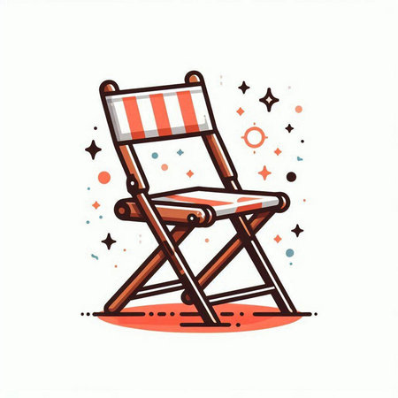 Deck chair icon in doodle style. Vector illustration.のイラスト素材