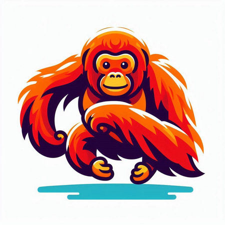 Orangutan vector illustration on white background. Vector illustration of a wild animal.のイラスト素材