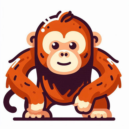 Cute cartoon monkey. Vector illustration isolated on a white background.のイラスト素材