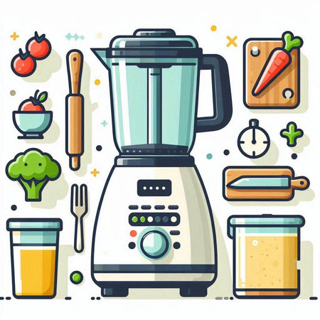 Kitchen appliances and kitchen utensils. Vector illustration in flat styleのイラスト素材