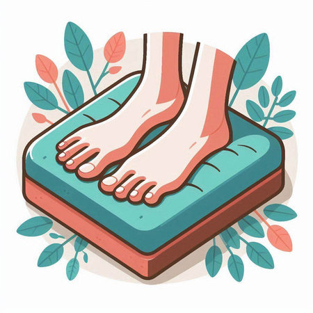 Foot massage. Foot care concept. Vector illustration in flat style.のイラスト素材